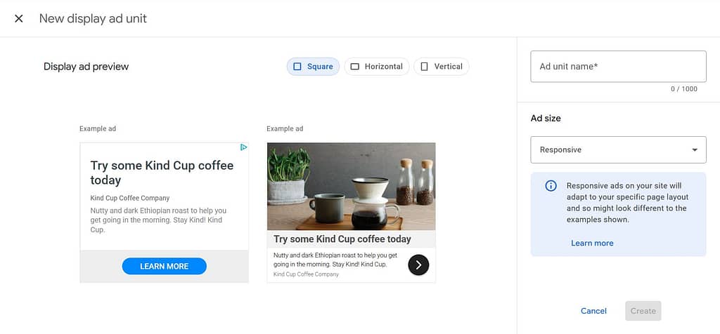 new display ad unit